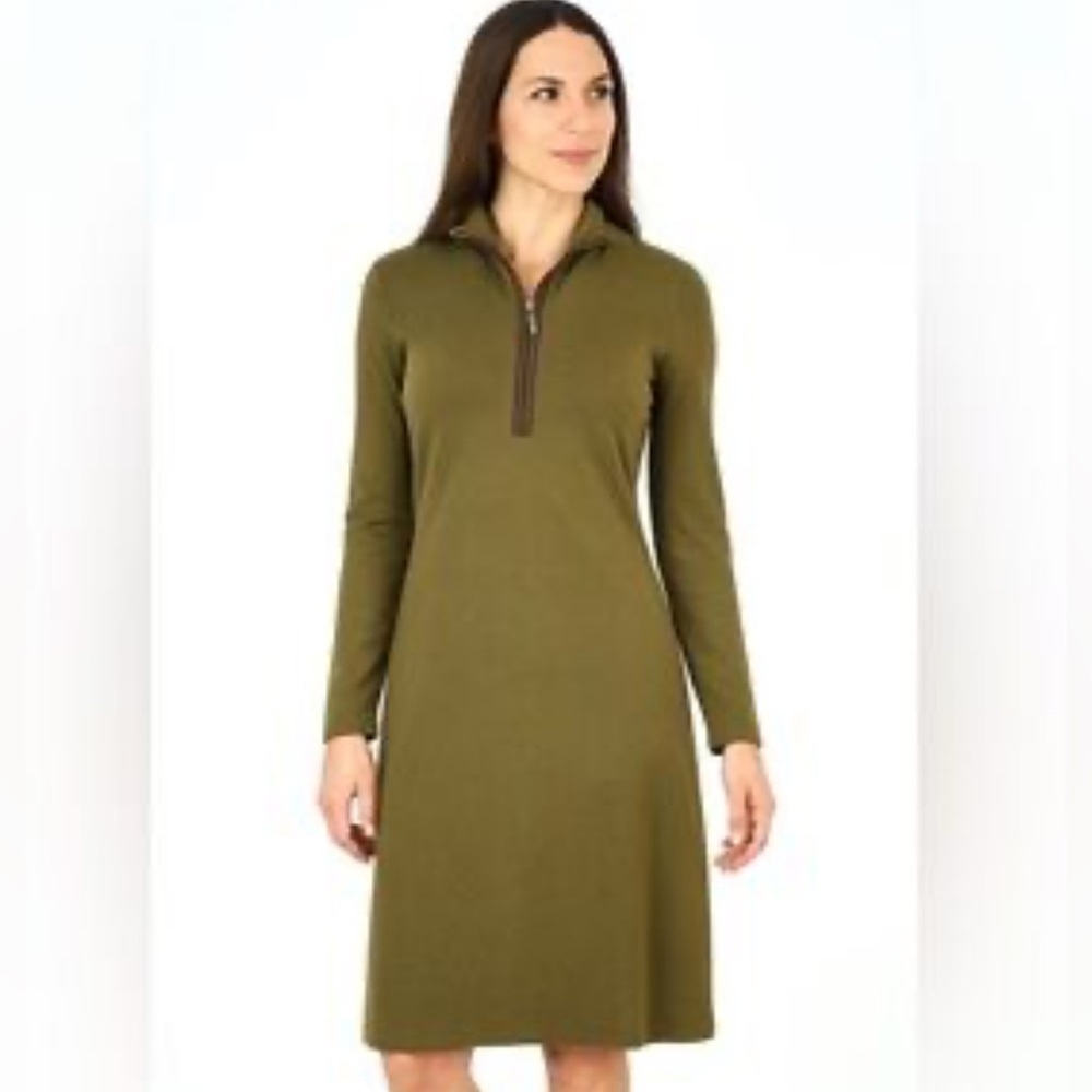 J. McLaughlin Womens Bedford Olive Green Quarter Zip Dress Sz M Stretch Comfort